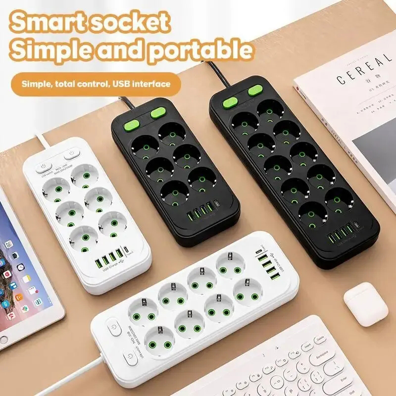 Smart Power Strip - Enchufe eléctrico de 2M, enchufe europeo,
