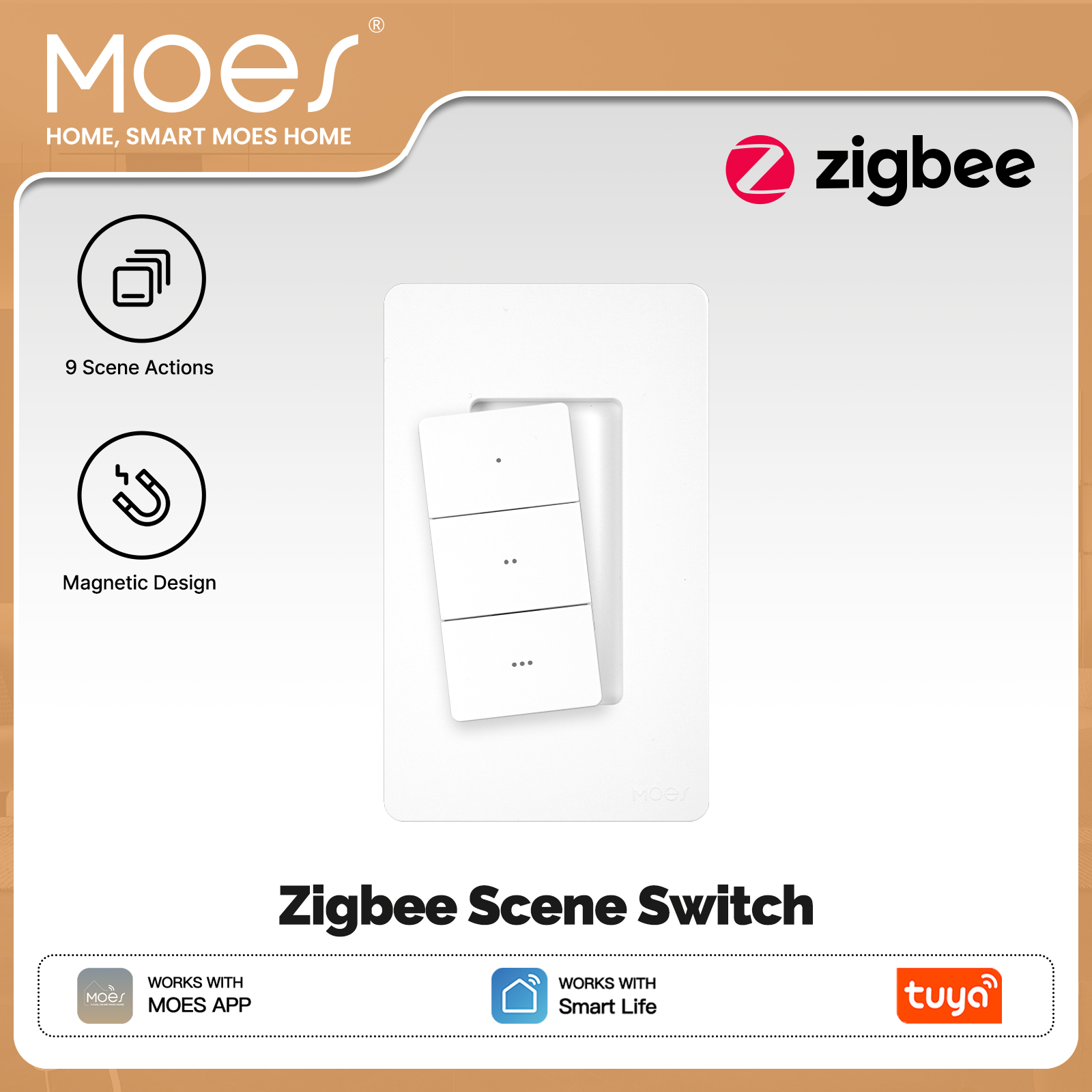 Smart Home Z Wave - Interruptor de Escenas Inalámbrico Inteligente MOES
