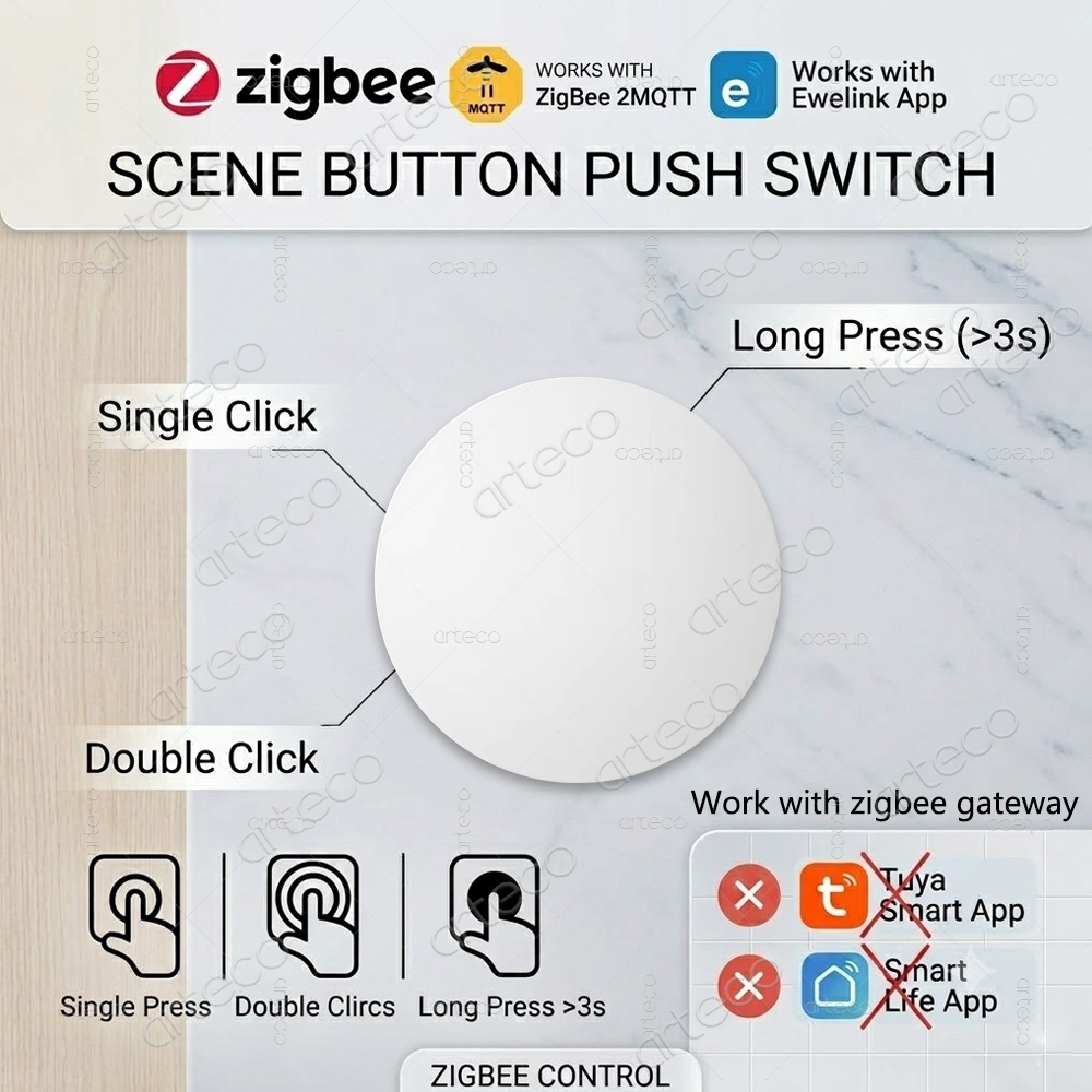 Smart Home Z Wave - Interruptor de escena con botón Zigbee,