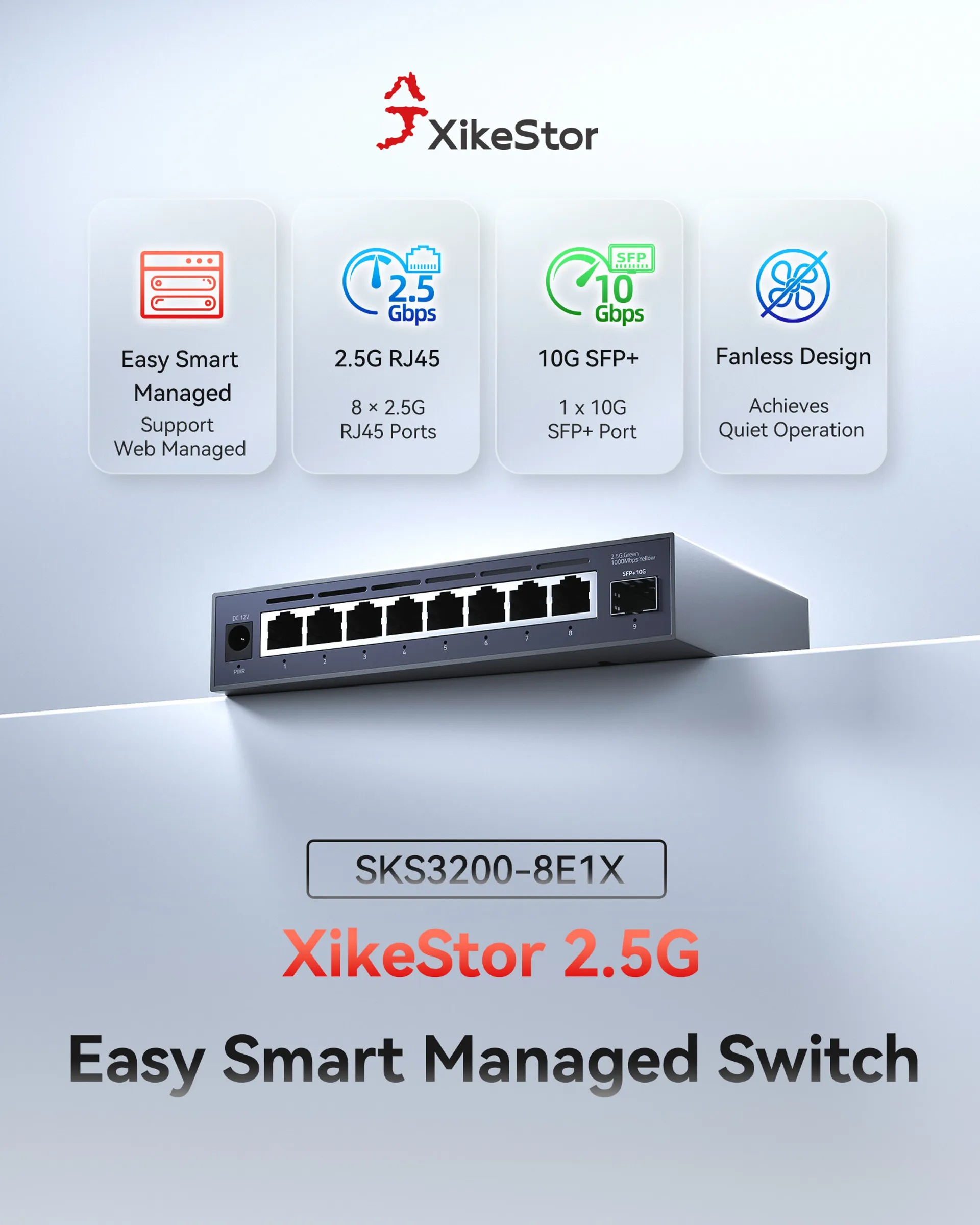 Smart Home Nas - XikeStor SKS3200-8E1X Switch Ethernet Inteligente Administrado
