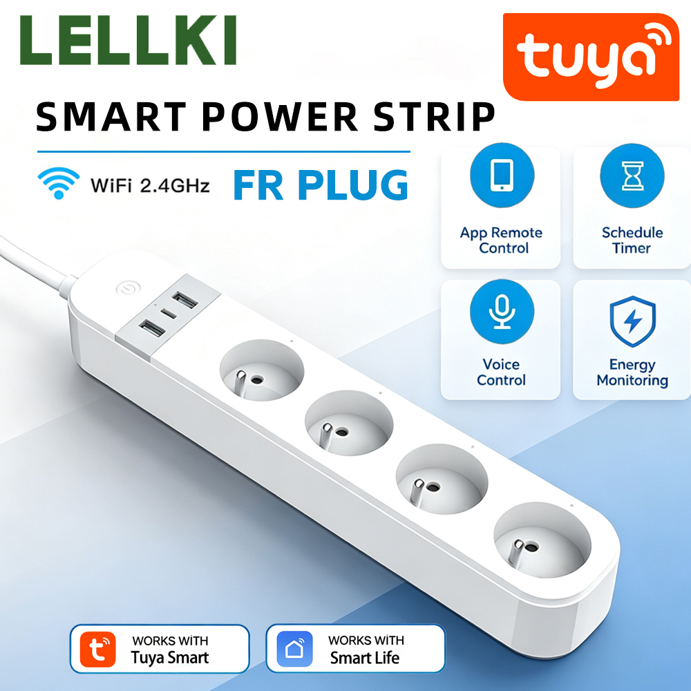 Smart Power Strip - LELLKI FR WiFi Tuya Enchufe Inteligente